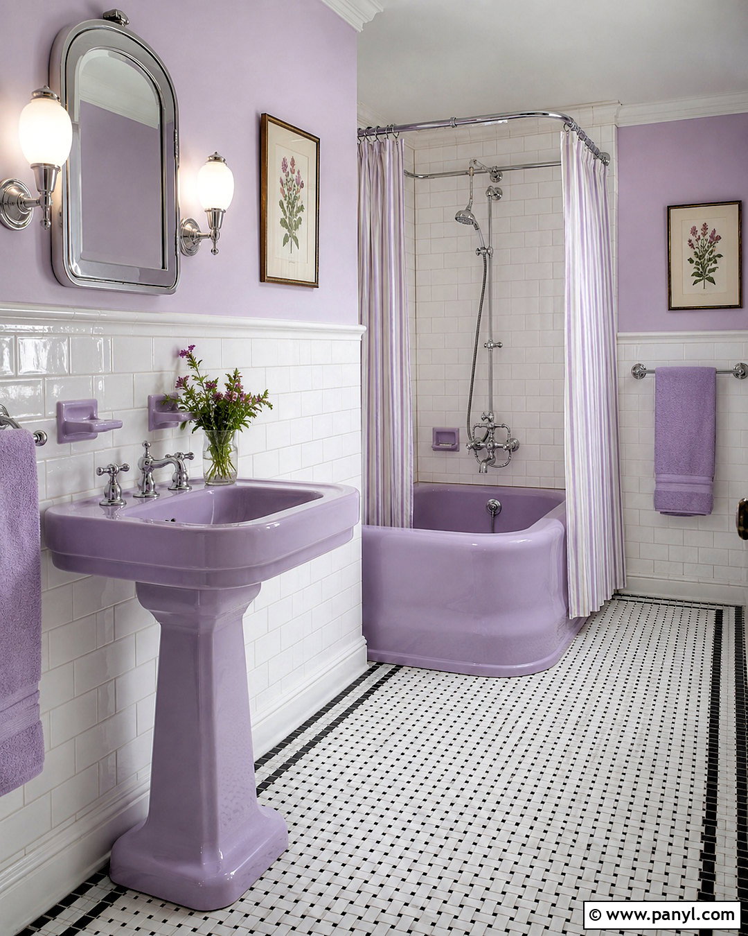 Lilac Bathroom With Vintage Fixtures - 20 lilac bathroom ideas