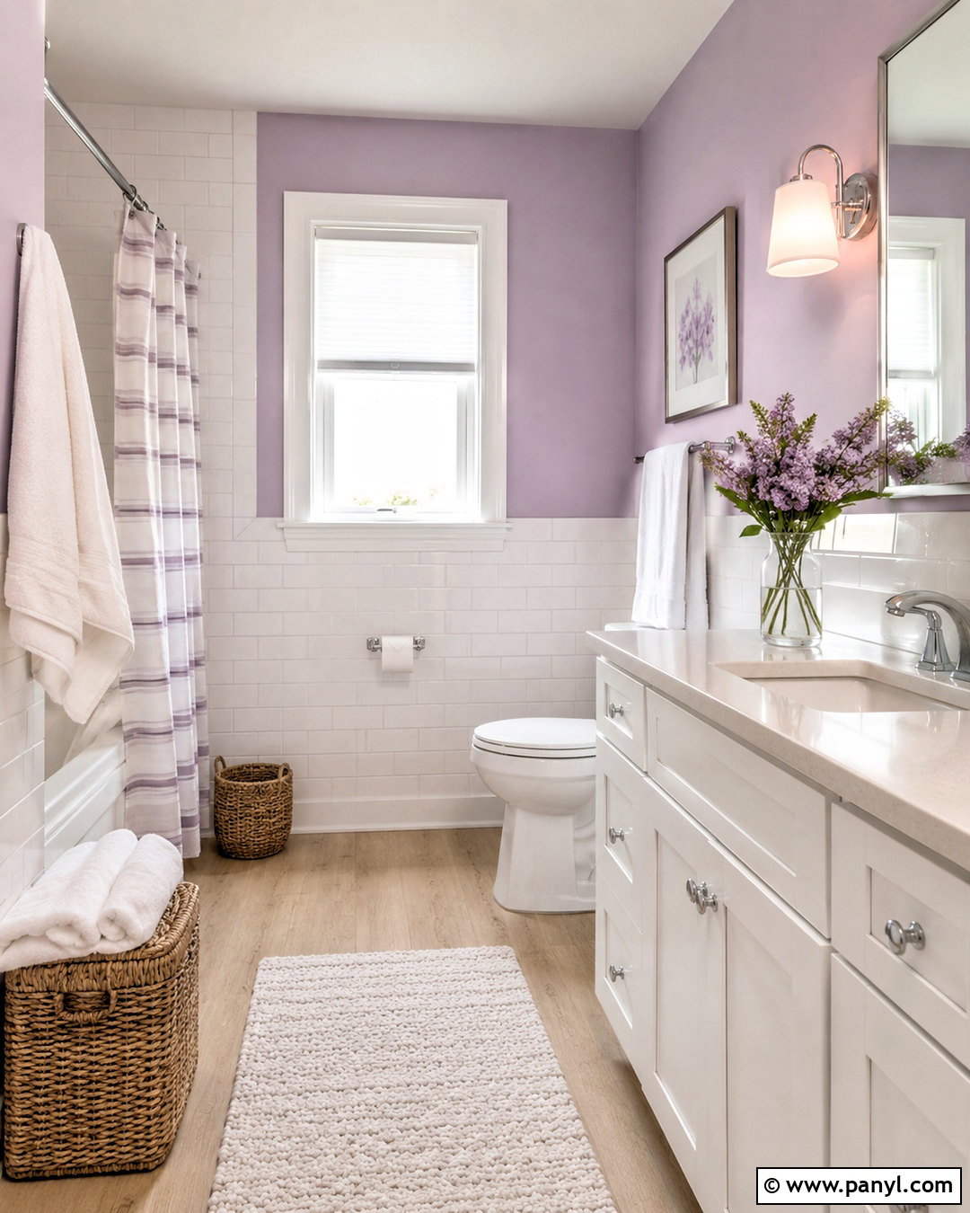 Lilac Bathroom With White Subway Tile - 20 lilac bathroom ideas