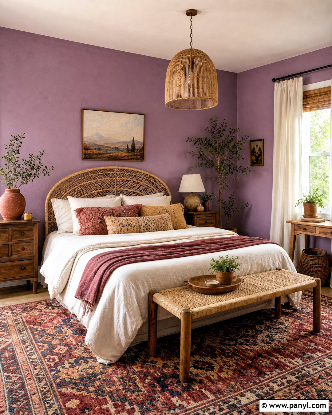 Lilac Bedroom Walls With Boho Decor - 20 lilac bedroom walls