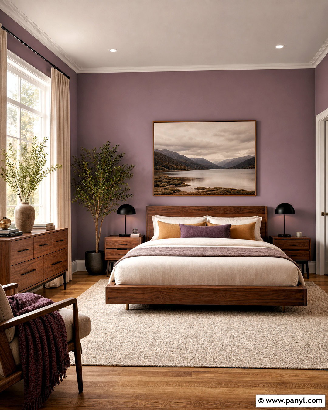 Lilac Bedroom Walls With Natural Wood - 20 lilac bedroom walls