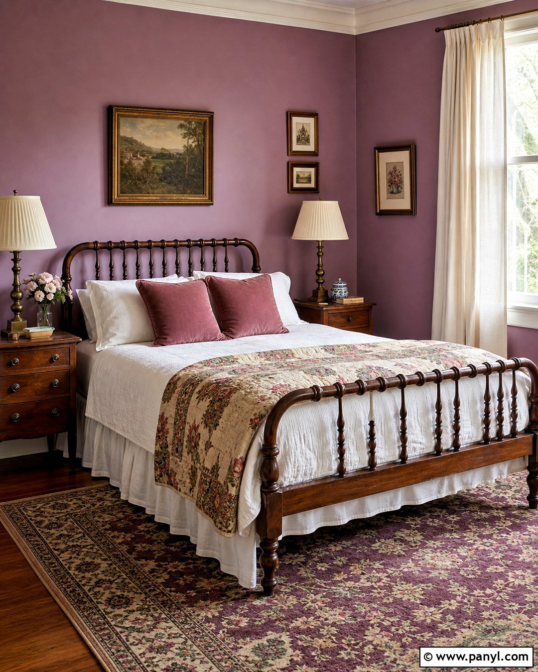 Lilac Bedroom Walls With Vintage Furniture - 20 lilac bedroom walls
