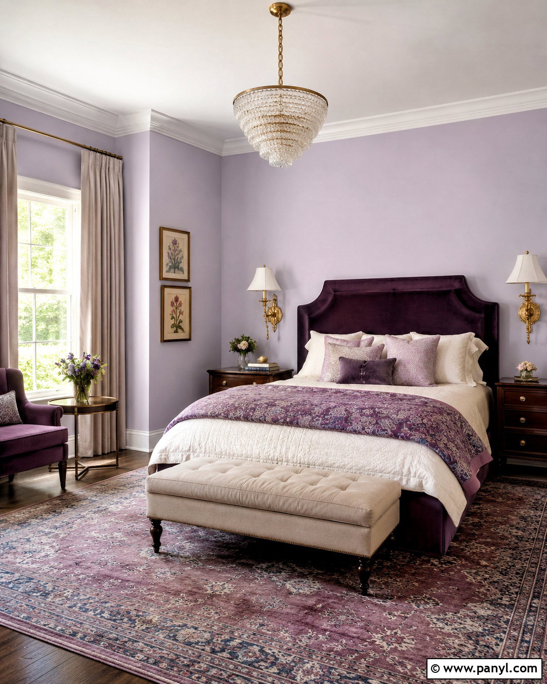 Lilac Bedroom With Plum Accents - 20 lilac interior ideas