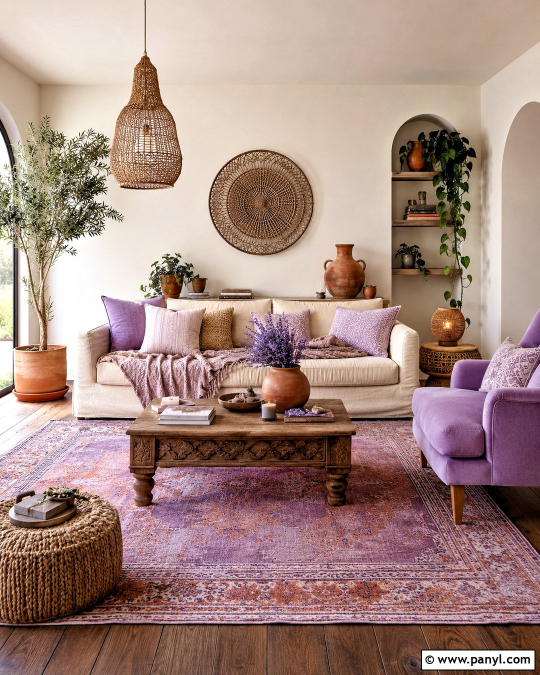 Lilac Boho Living Room - 20 lilac decor ideas