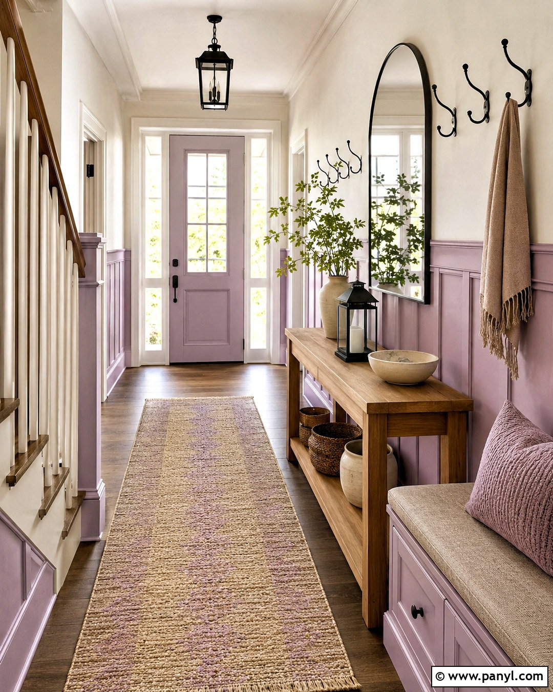 Lilac Entryway With Painted Paneling - 20 lilac interior ideas