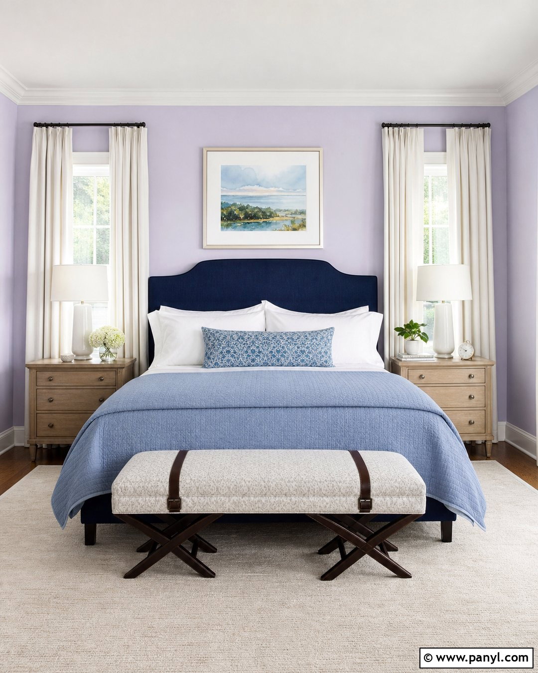 Lilac Guest Room Walls With Blue Bedding - 35 lilac walls