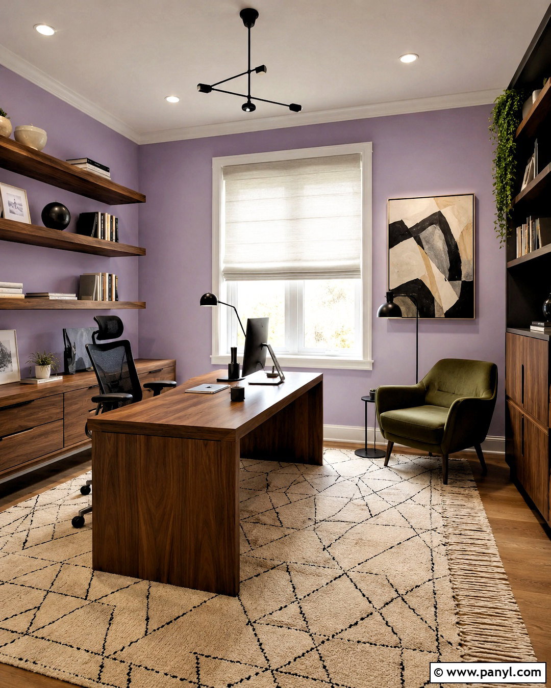 Lilac Home Office - 20 lilac wall paint ideas