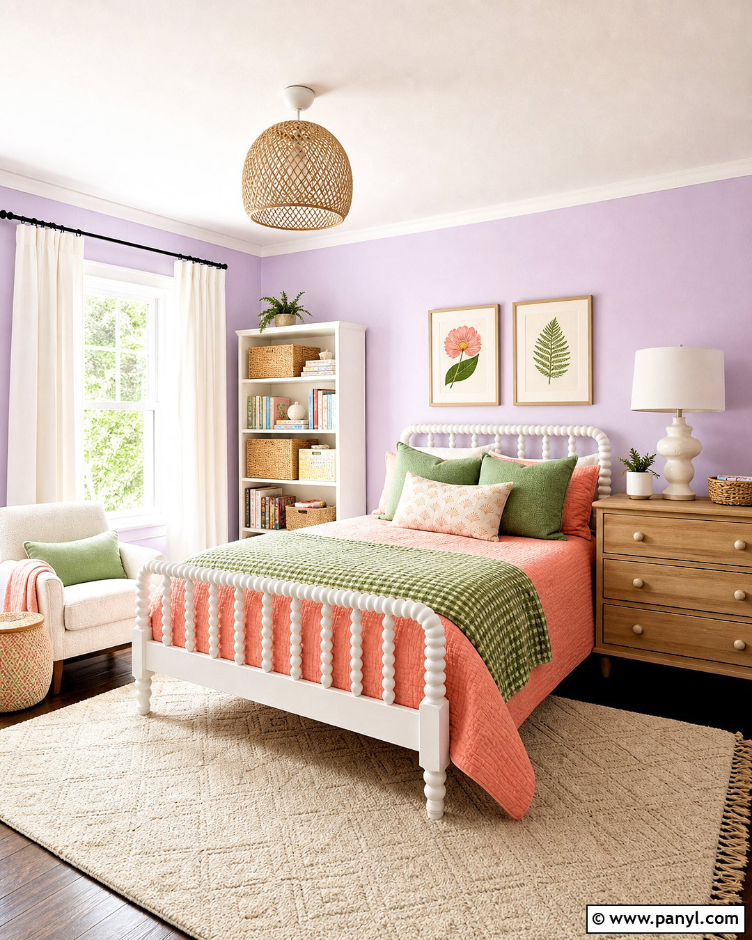 Lilac Kids Bedroom With White Trim - 20 purple wall with white trim ideas