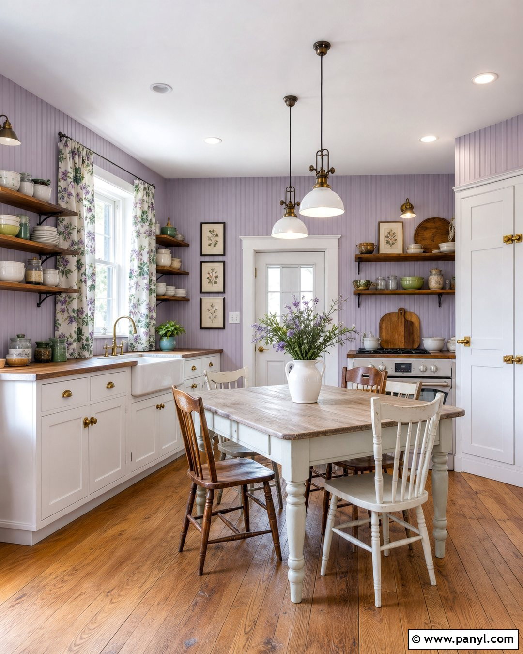 Lilac Kitchen Walls With Beadboard - 25 lilac kitchen walls