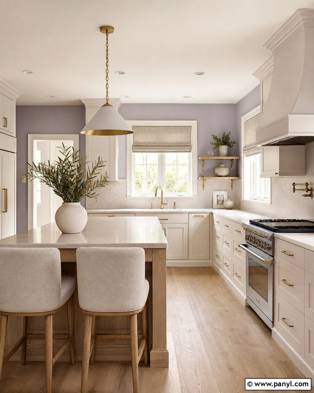 Lilac Kitchen Walls With Brass Hardware - 25 lilac kitchen walls