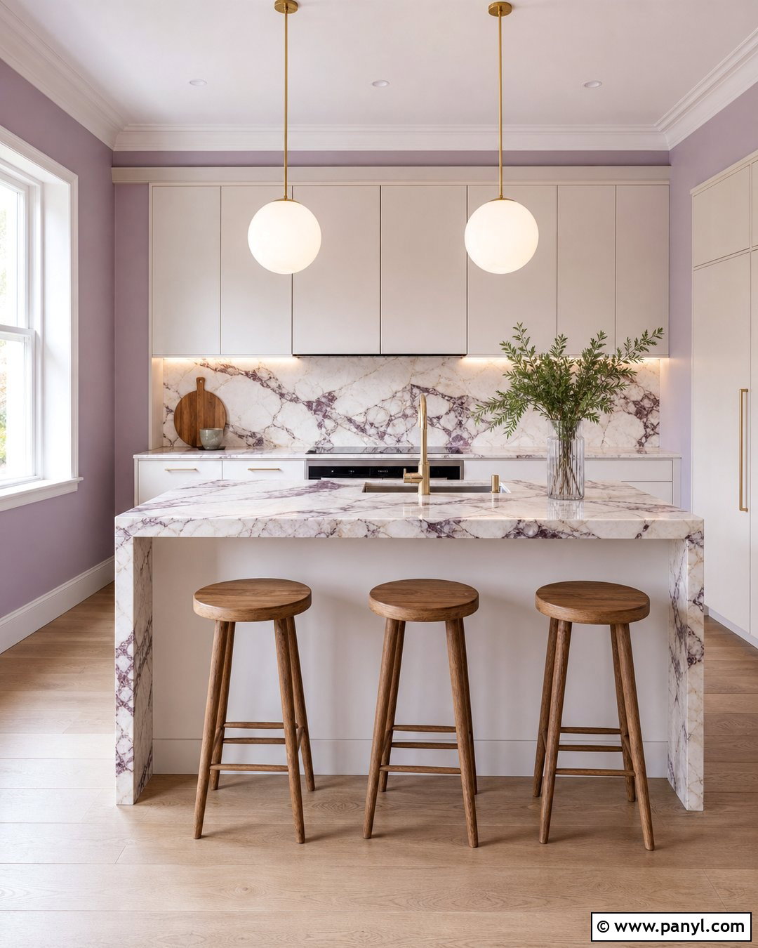Lilac Kitchen Walls With Marble Backsplash - 25 lilac kitchen walls