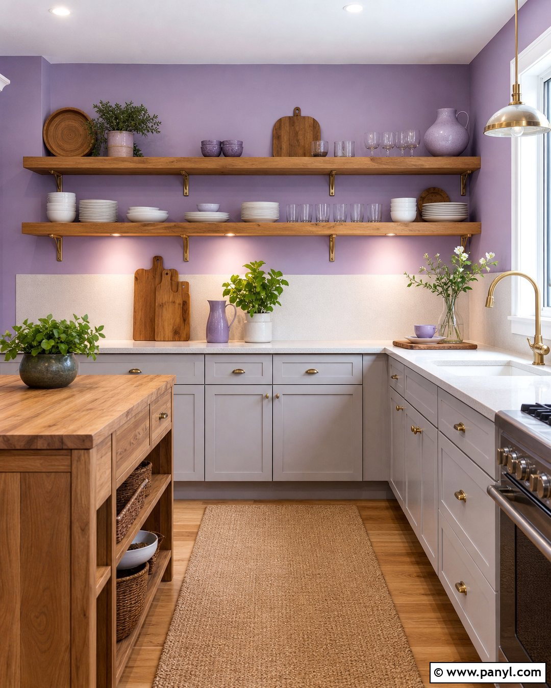 Lilac Kitchen Walls With Open Shelving - 25 lilac kitchen walls