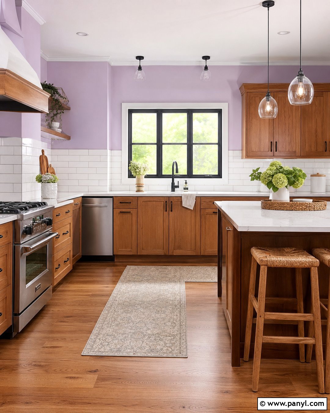 Lilac Kitchen Walls With White Subway Tile - 25 lilac kitchen walls