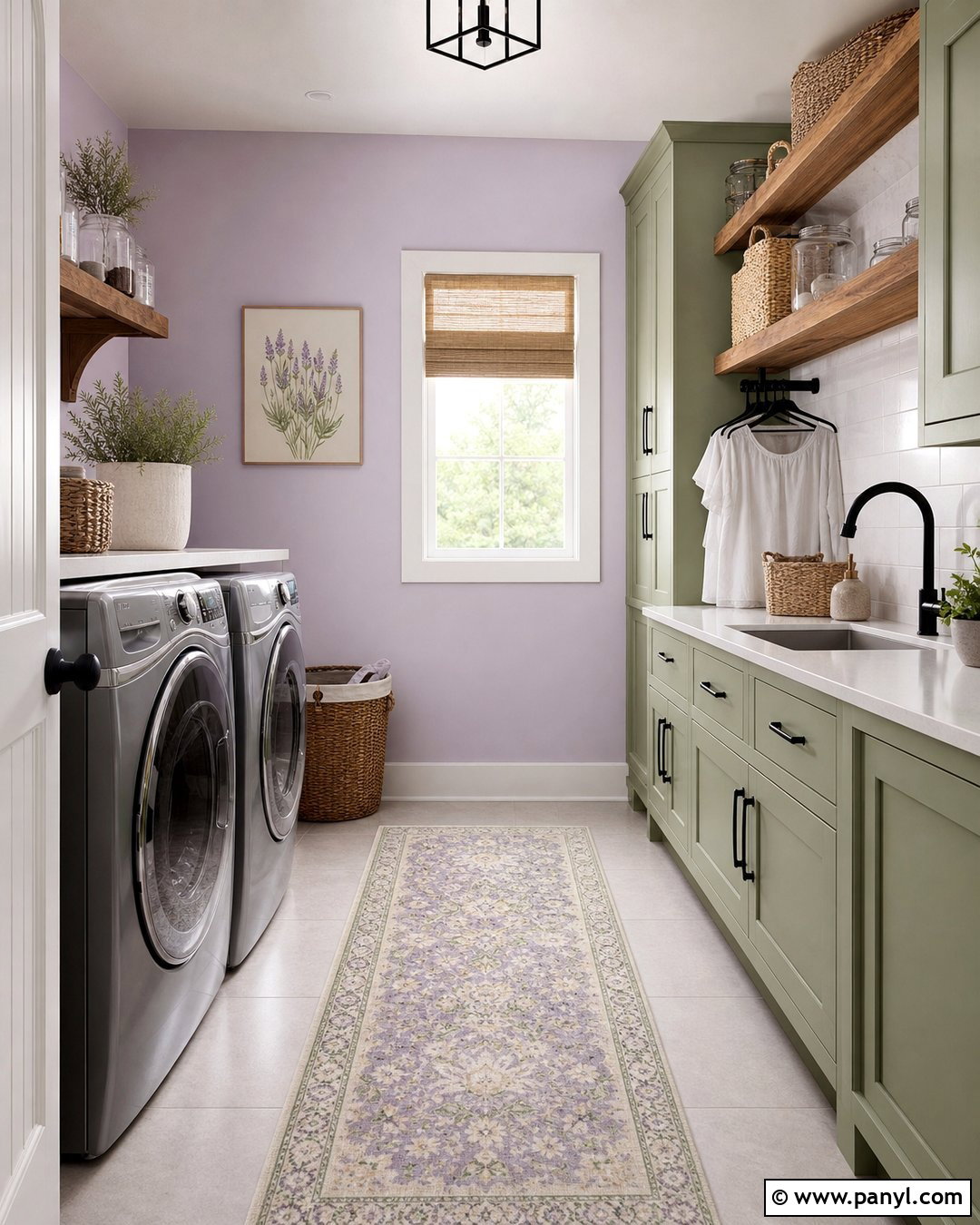 Lilac Laundry Room Walls With Green Cabinets - 35 lilac walls