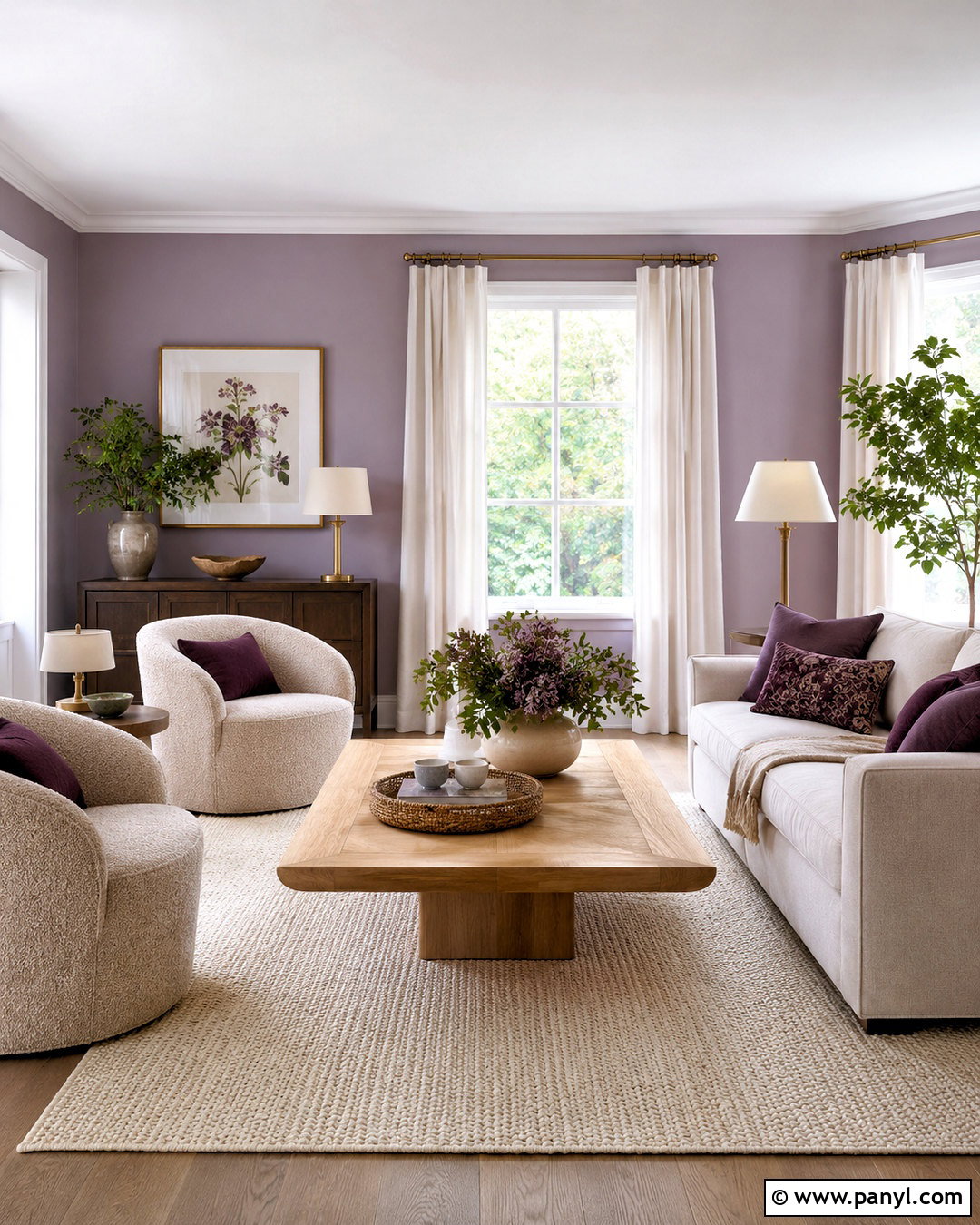Lilac Living Room With Cream Furniture - 20 lilac interior ideas