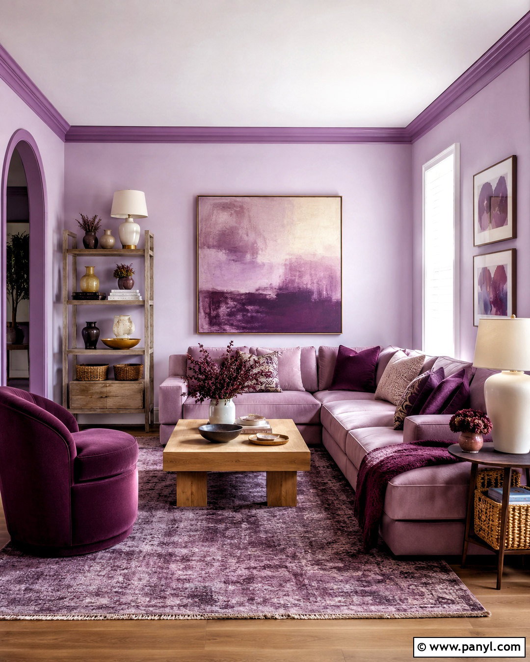 Lilac Monochrome Living Room - 20 purple interior design living room ideas