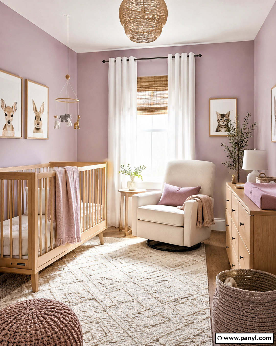 Lilac Nursery With Warm Neutrals - 20 lilac interior ideas