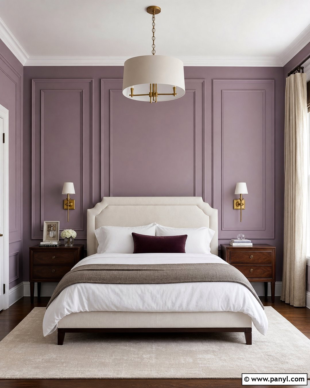 Lilac Paneled Walls With Brass Lighting - 35 lilac walls