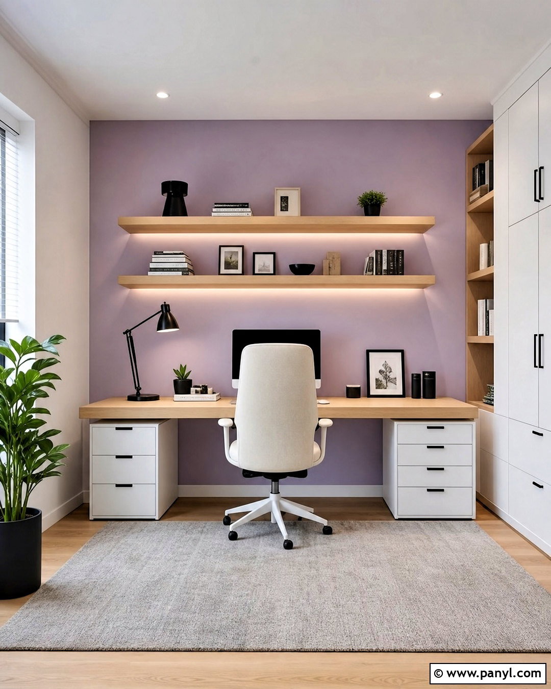 Lilac Purple Accent Wall Home Office - 20 purple accent wall ideas