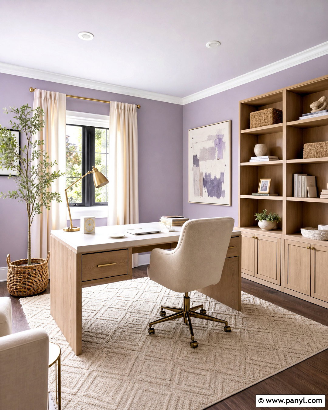 Lilac Purple Home Office - 20 purple room design ideas