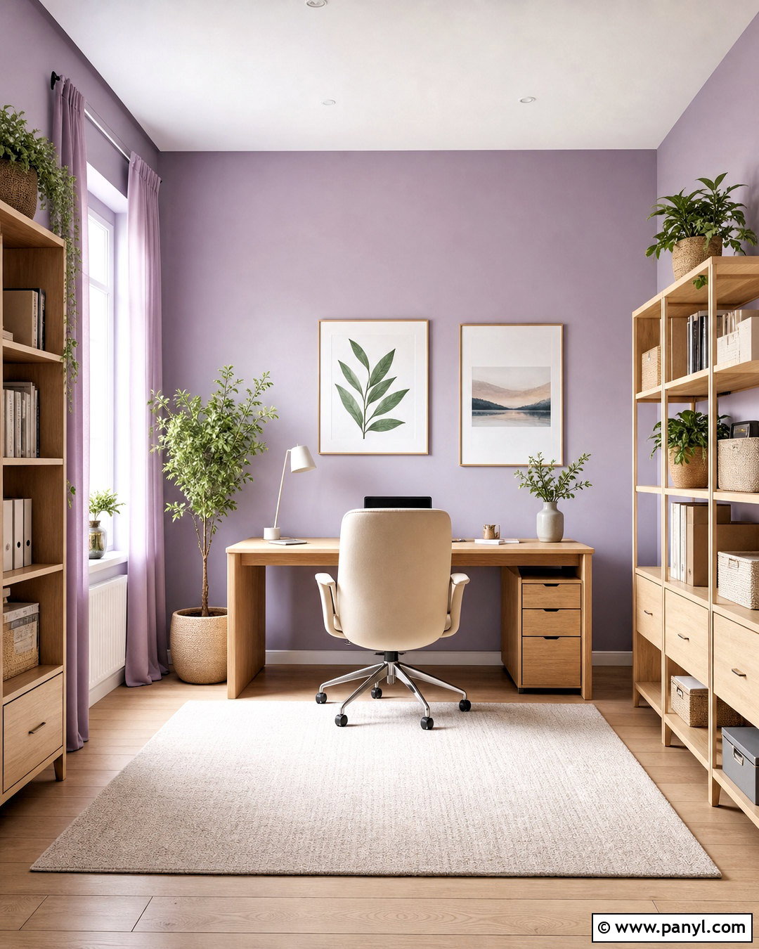Lilac Purple Wall Home Office - 20 purple wall design ideas