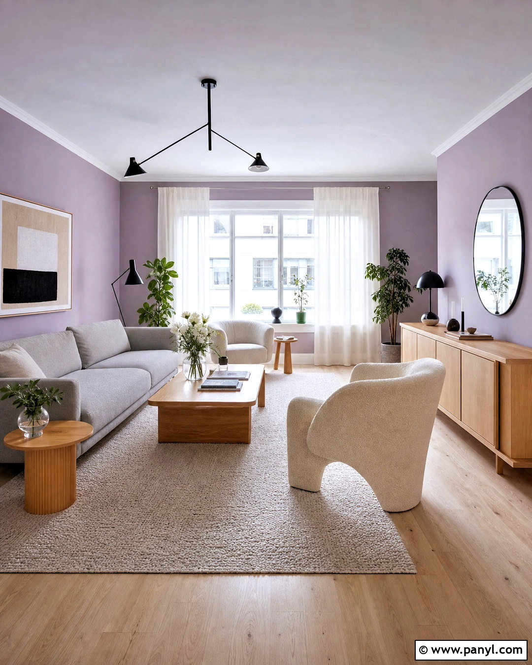 Lilac Scandinavian Living Room - 20 violet living room ideas
