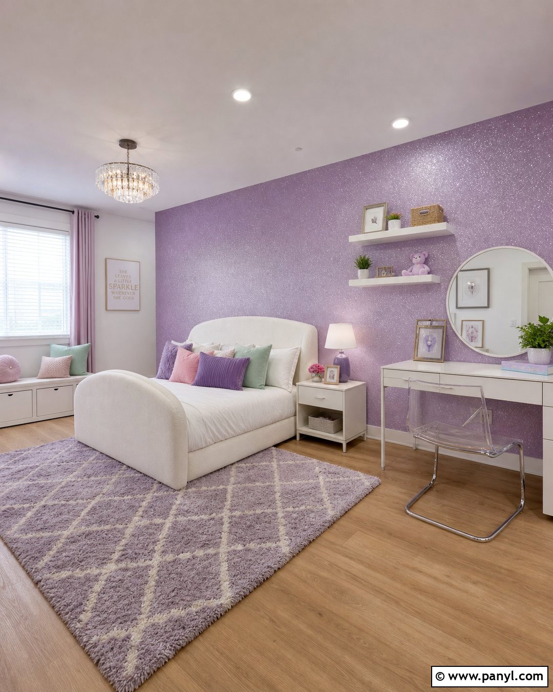 Lilac Sparkle Girl Bedroom Walls - 20 Purple Sparkle Paint For Walls