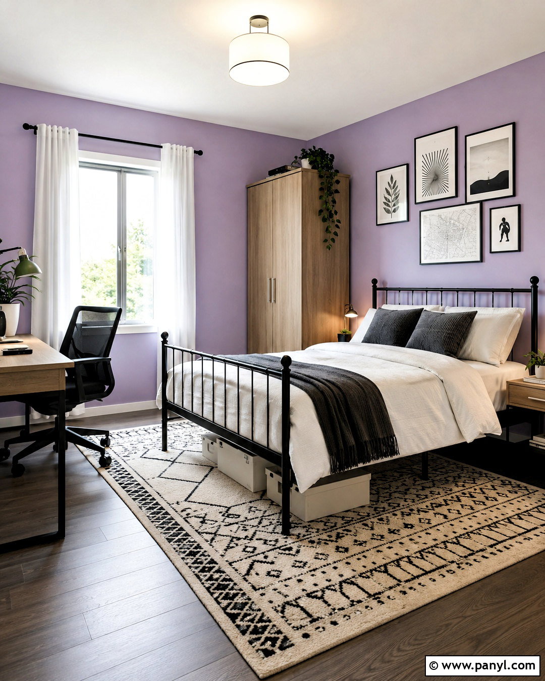 Lilac Teen Bedroom With Black Accents - 20 lilac interior ideas