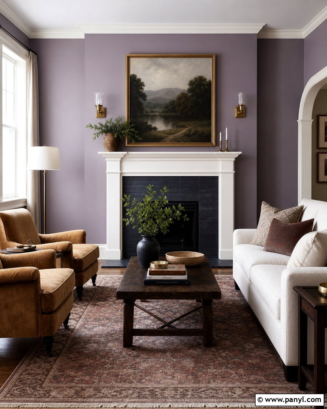 Lilac Walls With A Painted Fireplace - 35 lilac walls