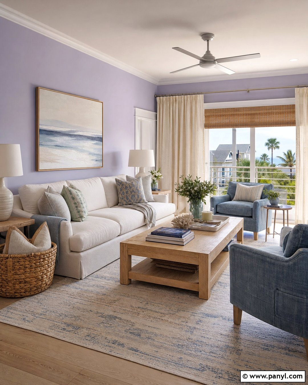 Lilac Walls With Coastal Blue Decor - 35 lilac walls