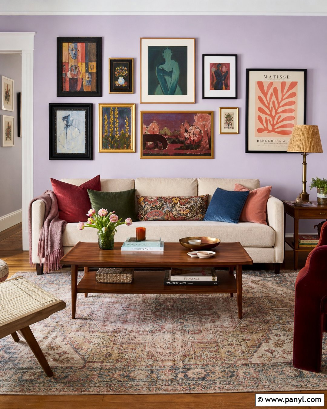 Lilac Walls With Colorful Gallery Art - 35 lilac walls