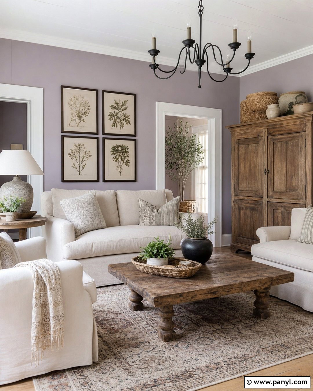 Lilac Walls With Farmhouse Decor - 35 lilac walls
