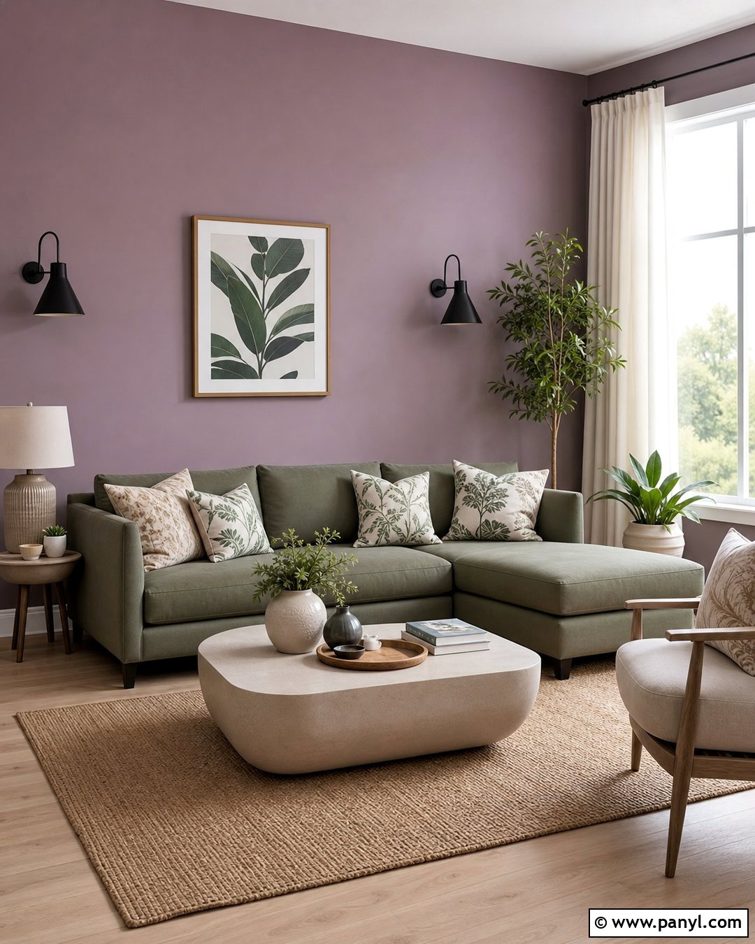 Lilac Walls With Sage Green Decor - 35 lilac walls