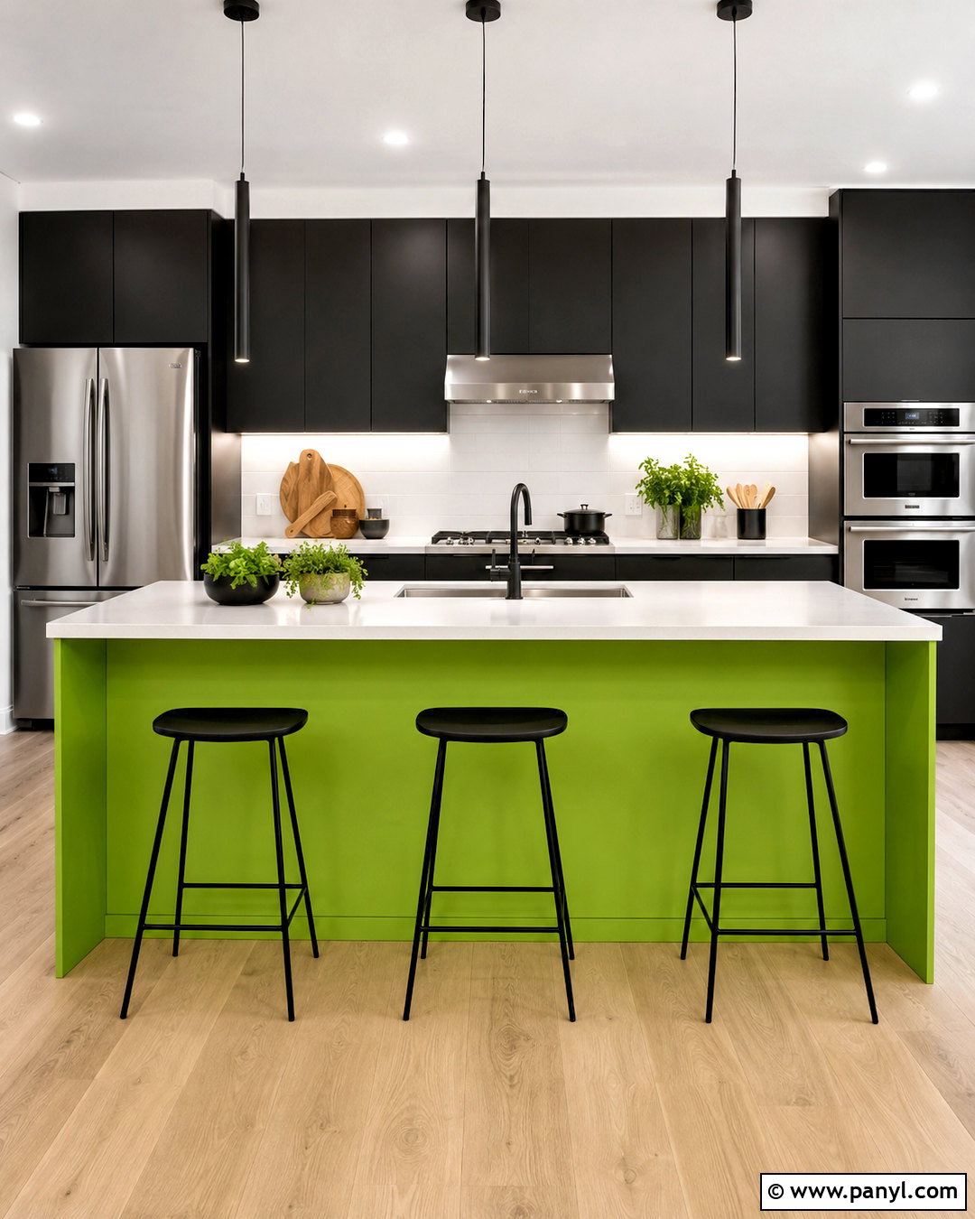 Lime Green And Black Modern Kitchen - 20 lime green colour palette ideas