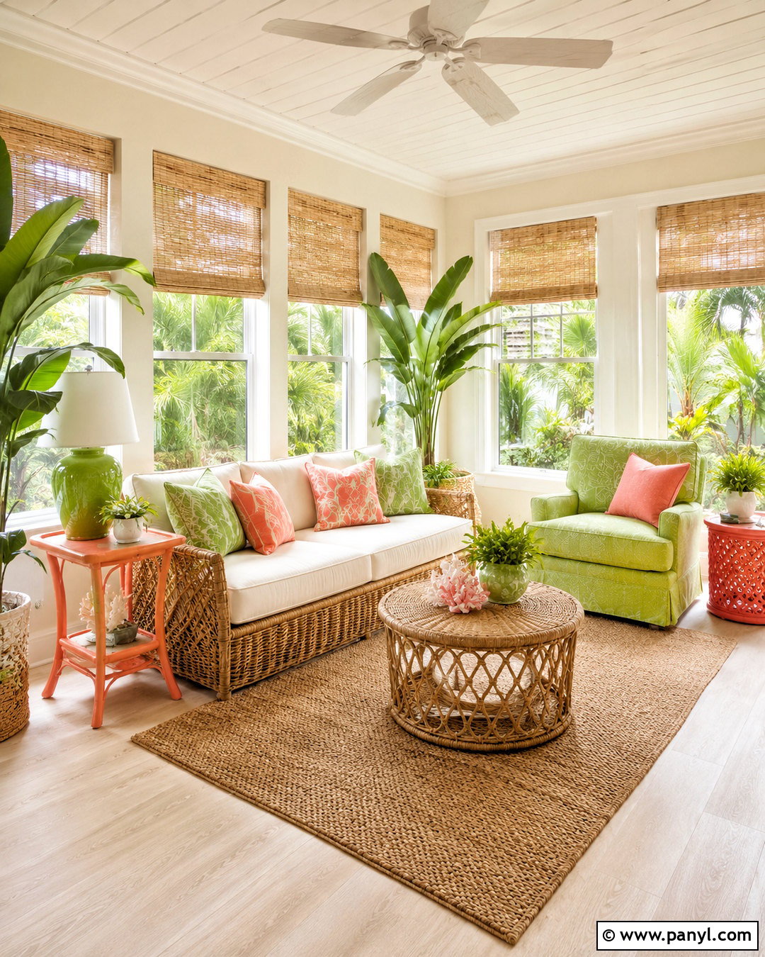 Lime Green And Coral Sunroom - 20 lime green colour palette ideas