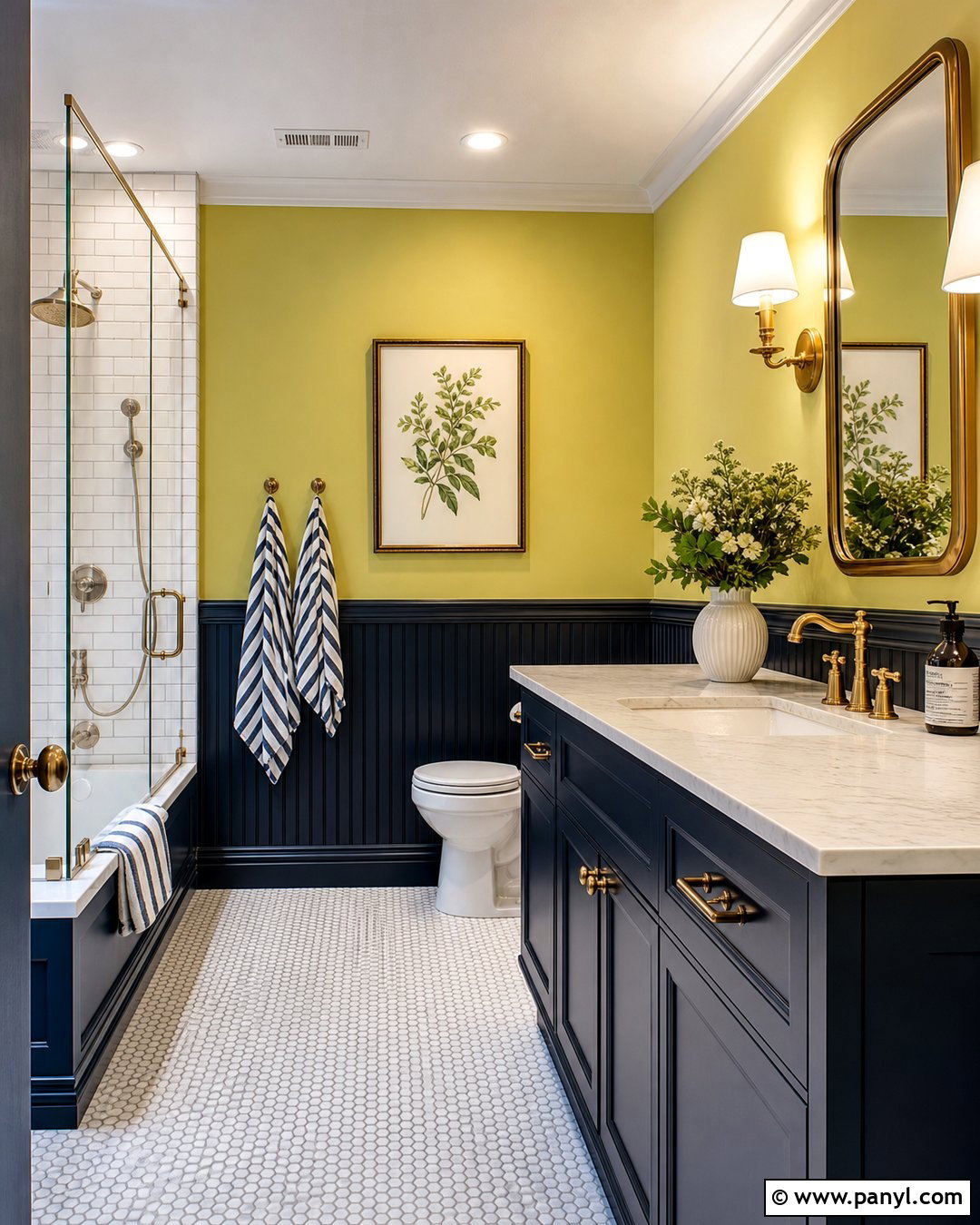 Lime Green And Navy Bathroom - 20 Lime Wall Bathroom Ideas