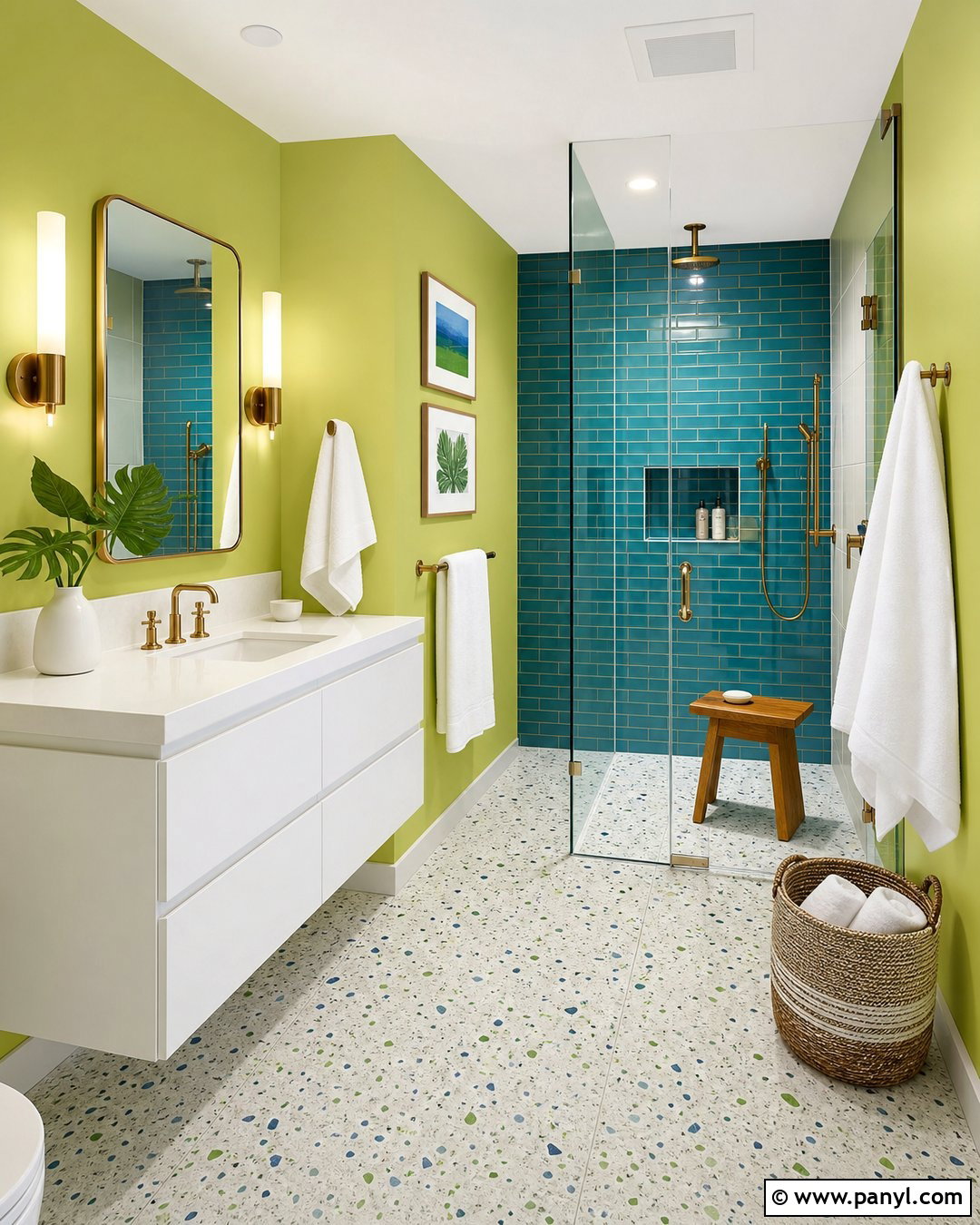 Lime Green And Teal Bathroom - 20 Lime Wall Bathroom Ideas
