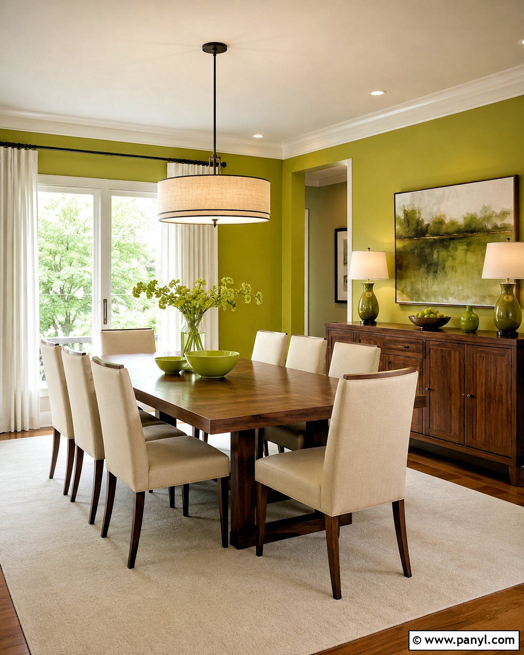 Lime Green And Walnut Dining Room - 20 lime green decor ideas