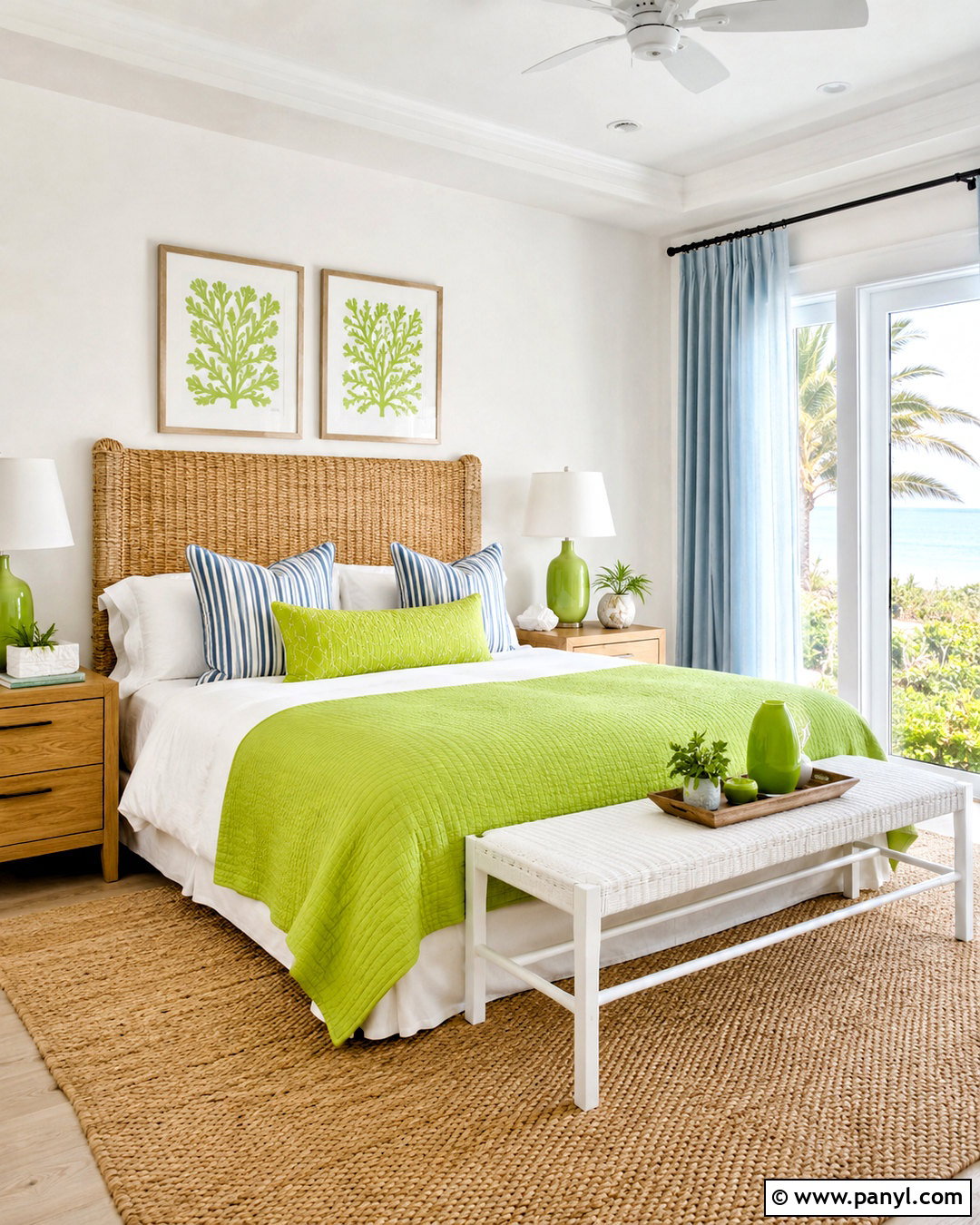 Lime Green Coastal Bedroom - 20 lime green decor ideas
