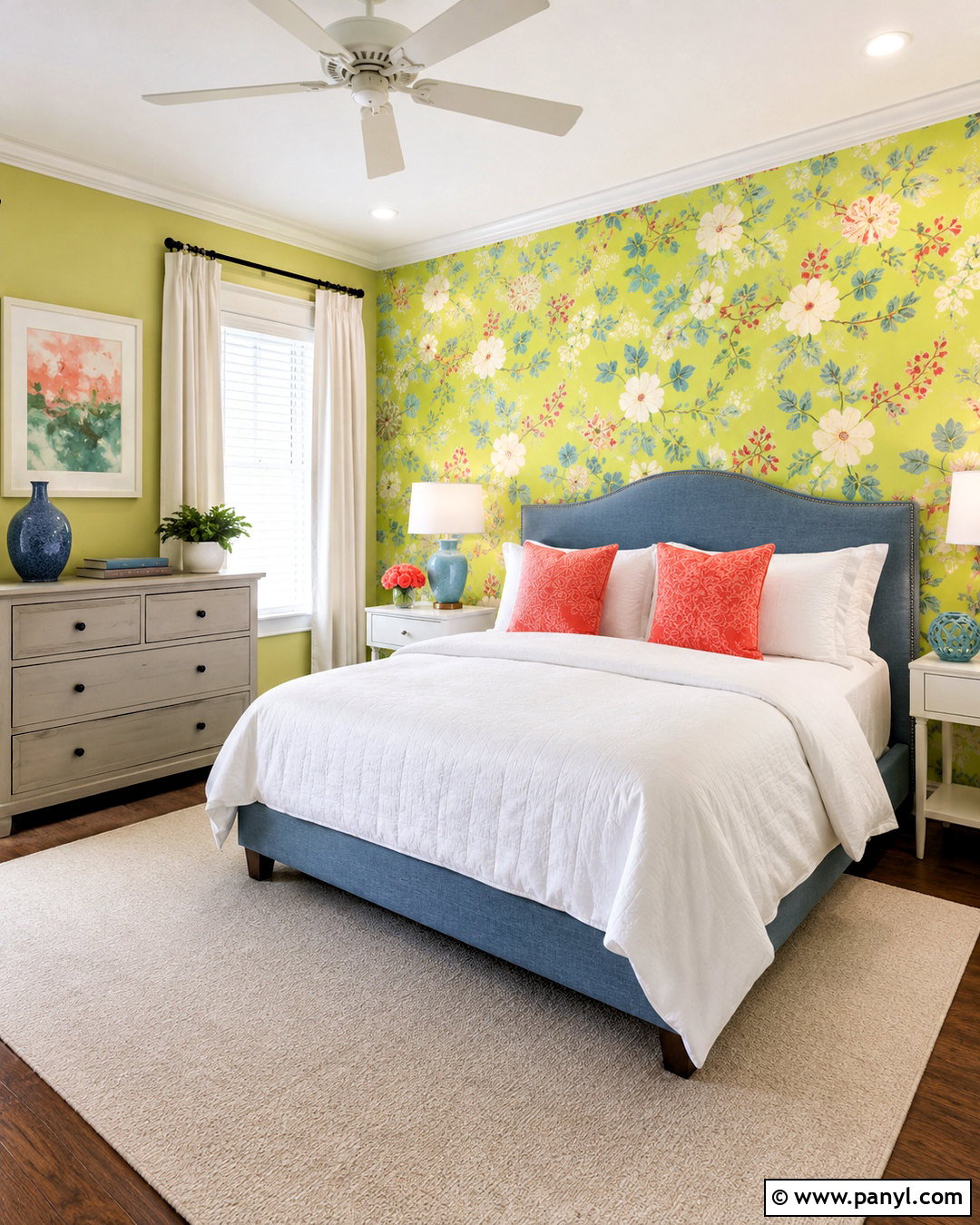 Lime Green Floral Wallpaper Guest Room - 20 lime green wallpaper ideas