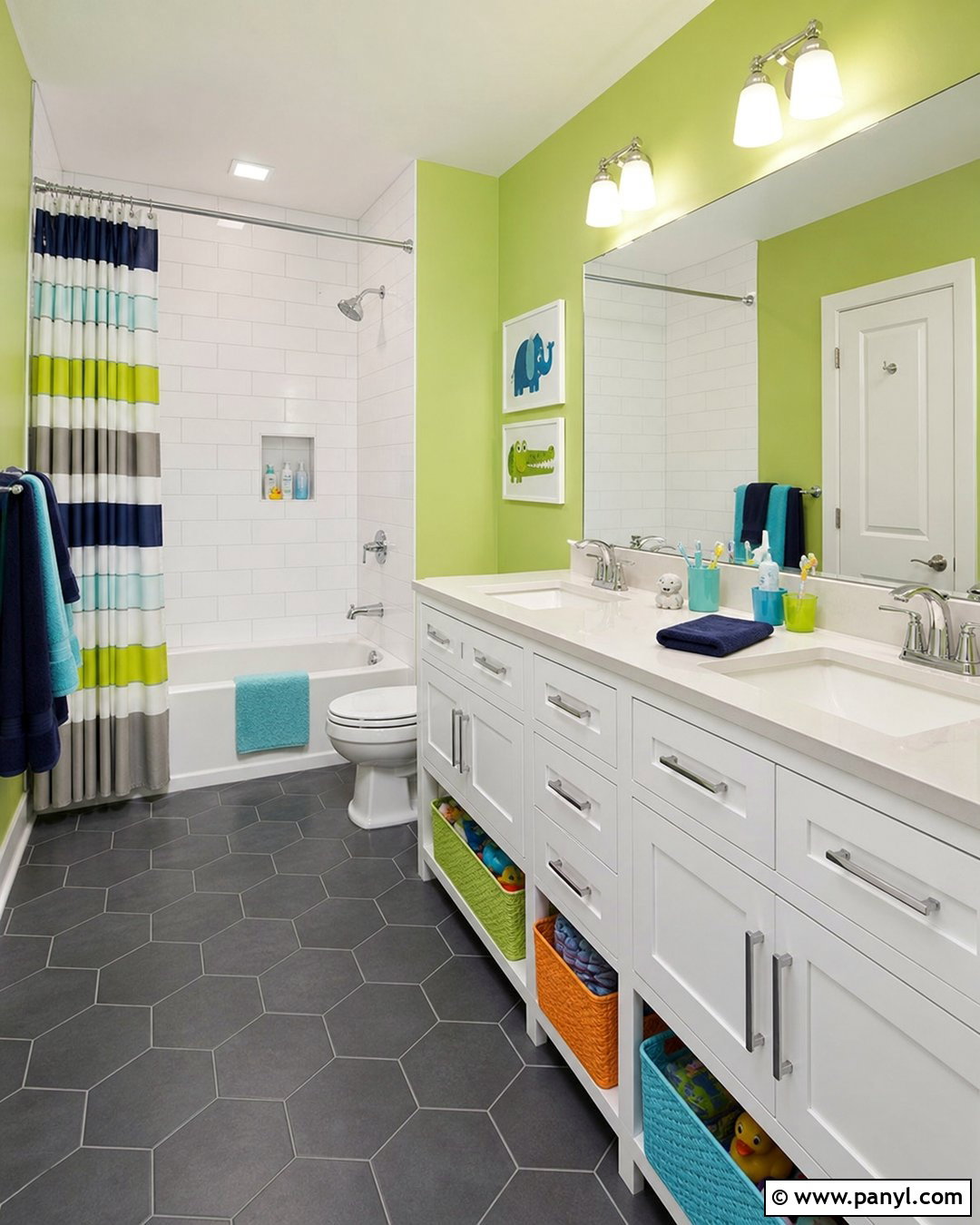 Lime Green Kids Bathroom - 20 Lime Wall Bathroom Ideas