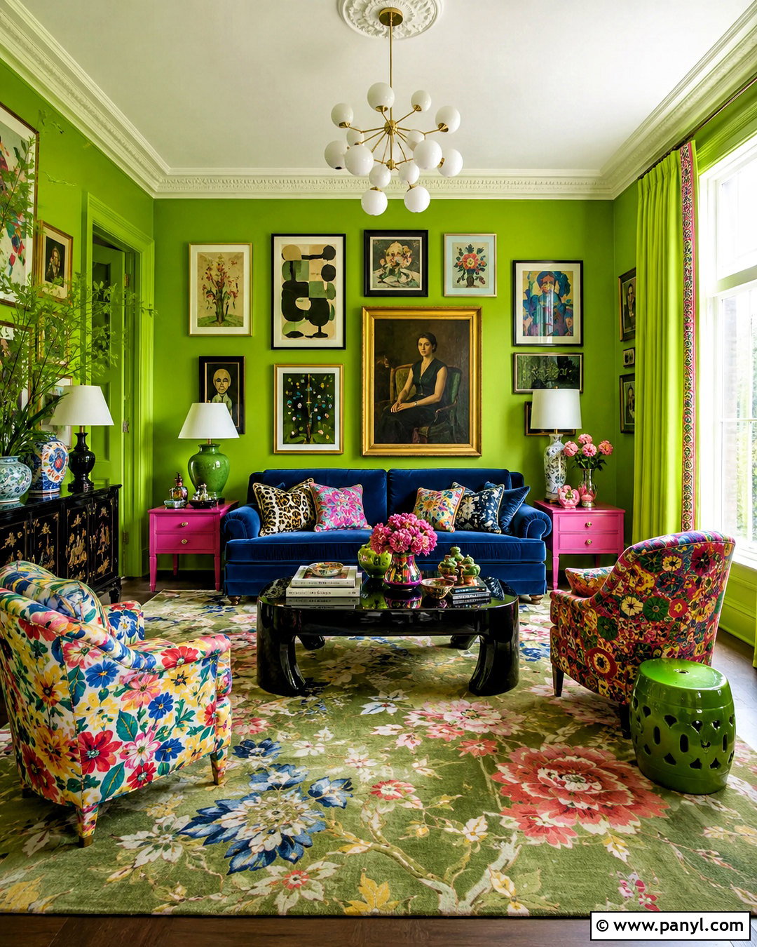 Lime Green Maximalist Living Room - 20 lime green decor ideas