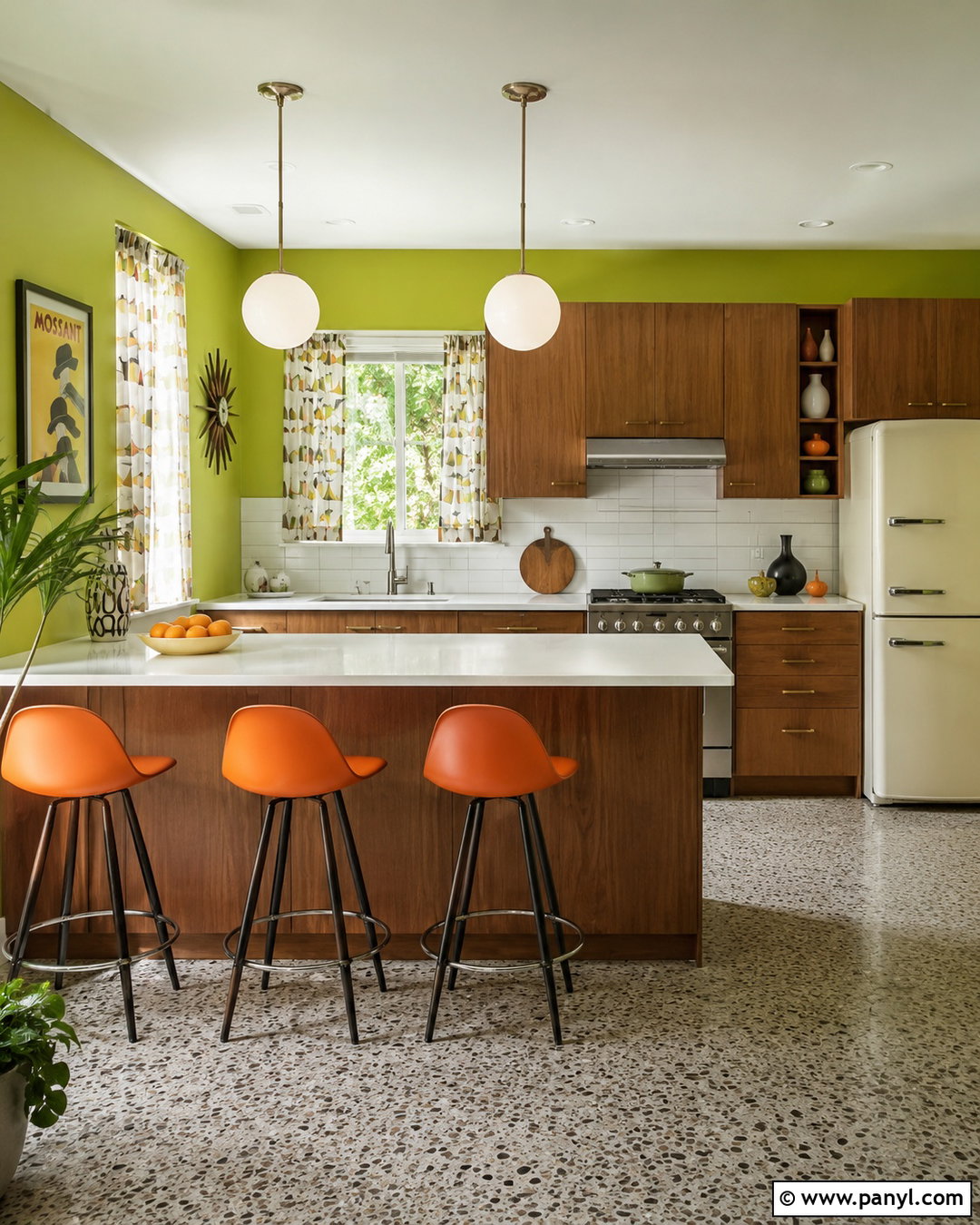 Lime Green Midcentury Kitchen - 20 Vintage Kitchen With Green Walls