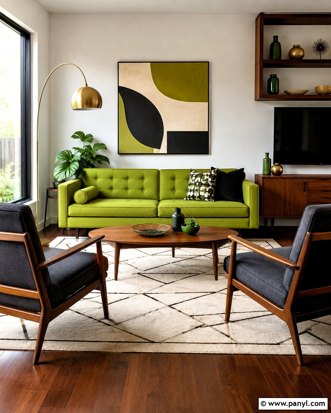 Lime Green Midcentury Living Room - 20 lime green decor ideas