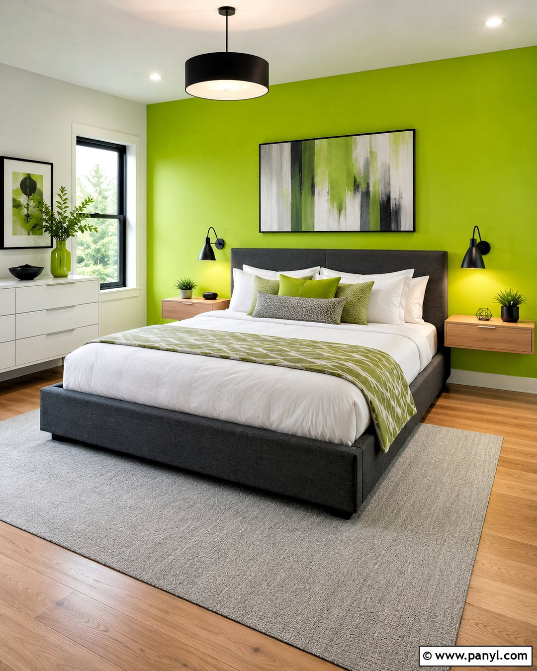 Lime Green Modern Bedroom - 20 bright green bedroom ideas