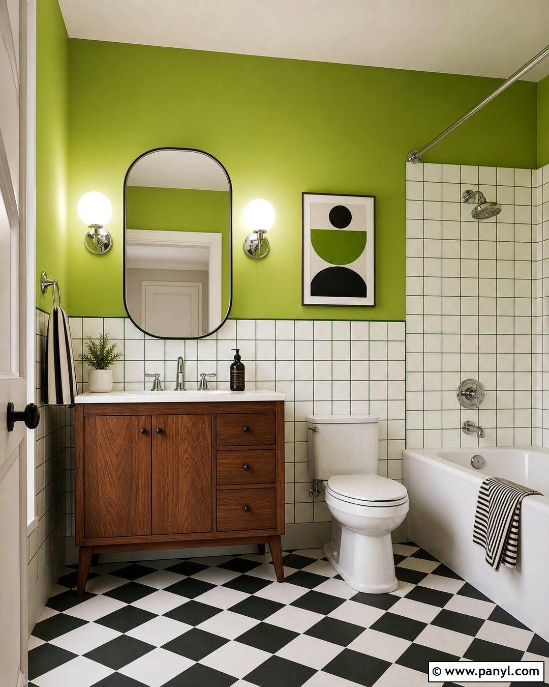 Lime Green Retro Bathroom - 20 Lime Wall Bathroom Ideas