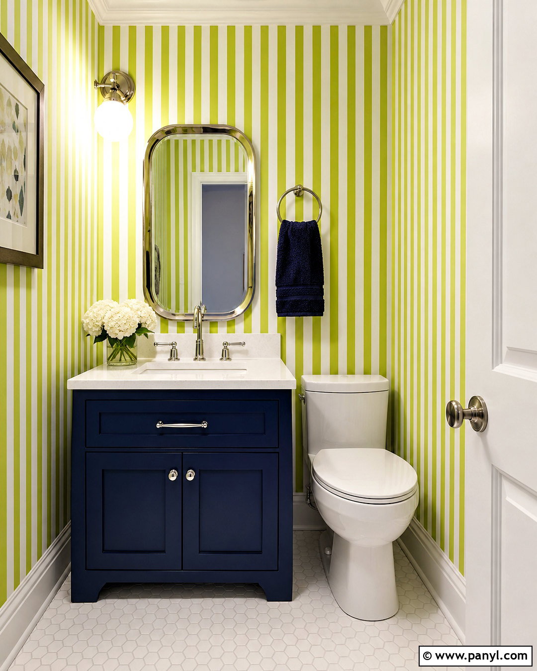 Lime Green Striped Wallpaper Powder Room - 20 lime green wallpaper ideas