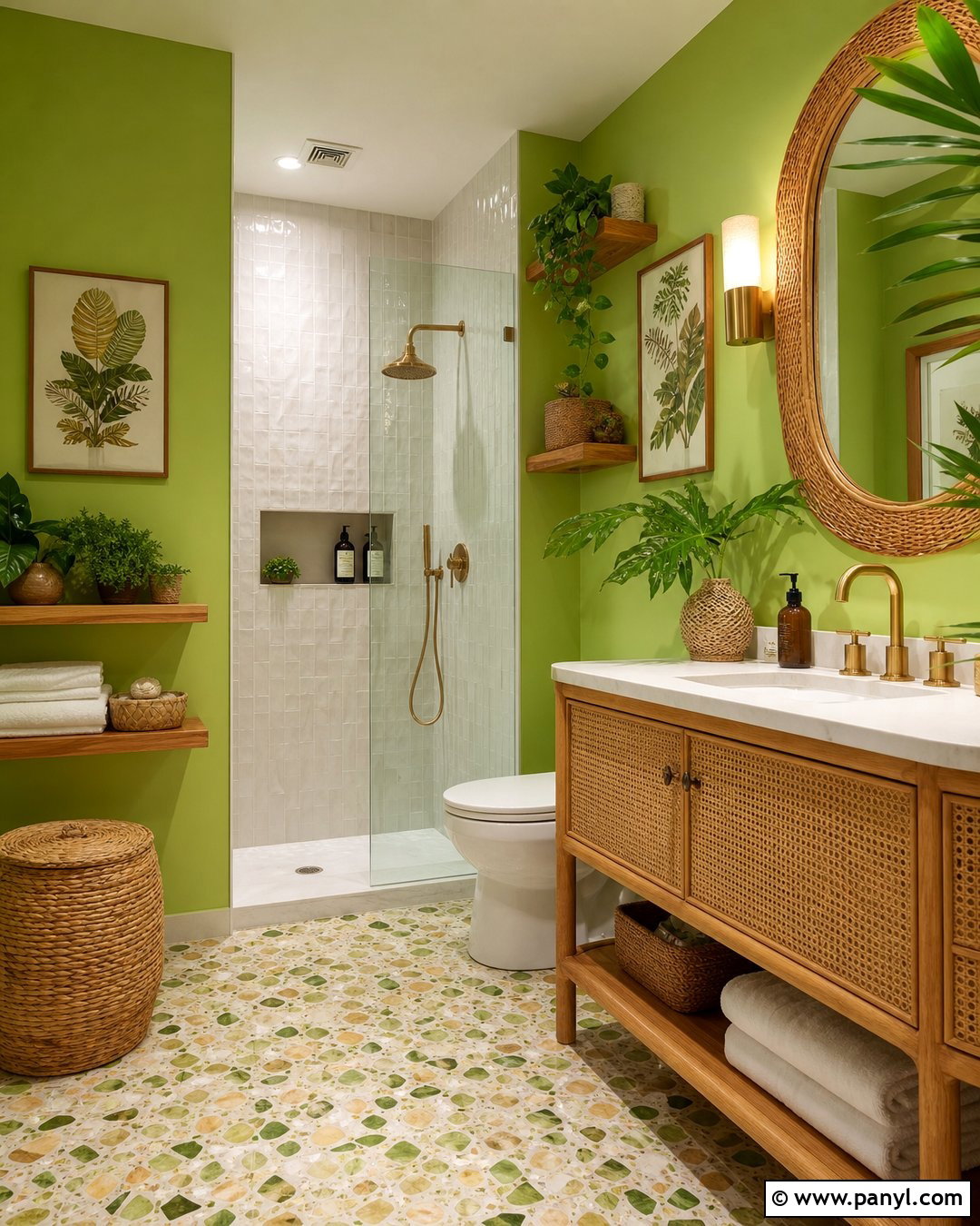 Lime Green Tropical Bathroom - 20 Lime Wall Bathroom Ideas