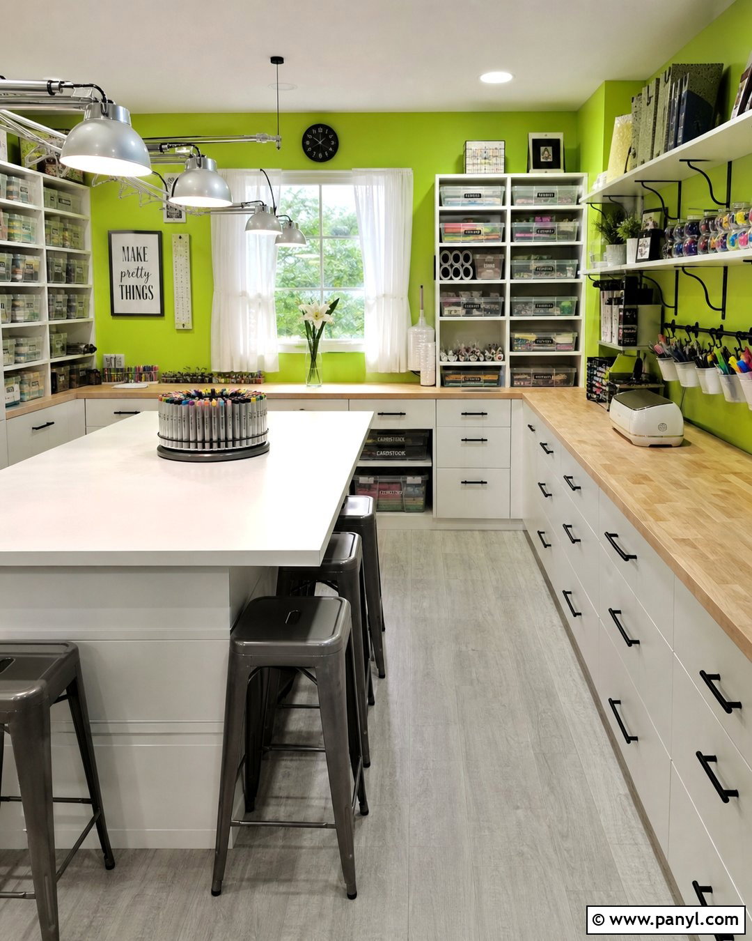 Lime Green Walls In A Craft Room - 35 Lime Green Walls