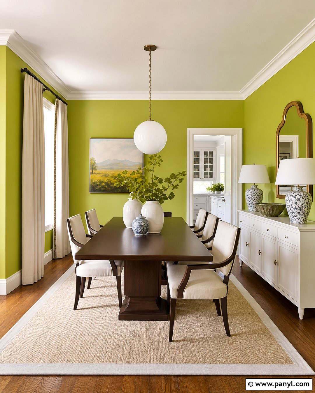 Lime Green Walls In A Dining Room - 35 Lime Green Walls