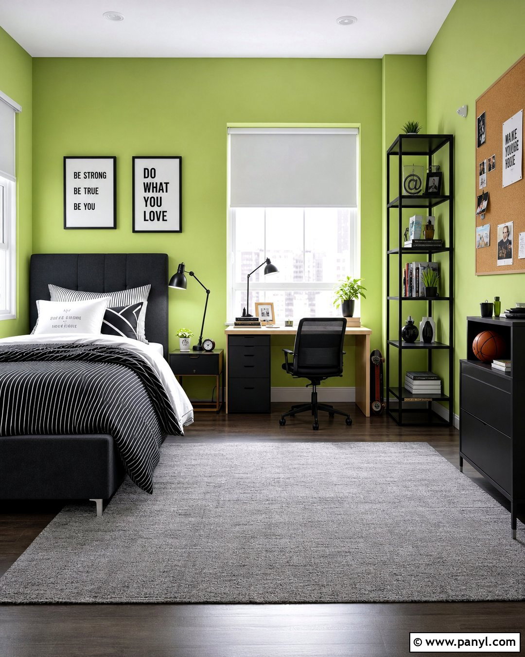 Lime Green Walls In A Teen Bedroom - 35 Lime Green Walls